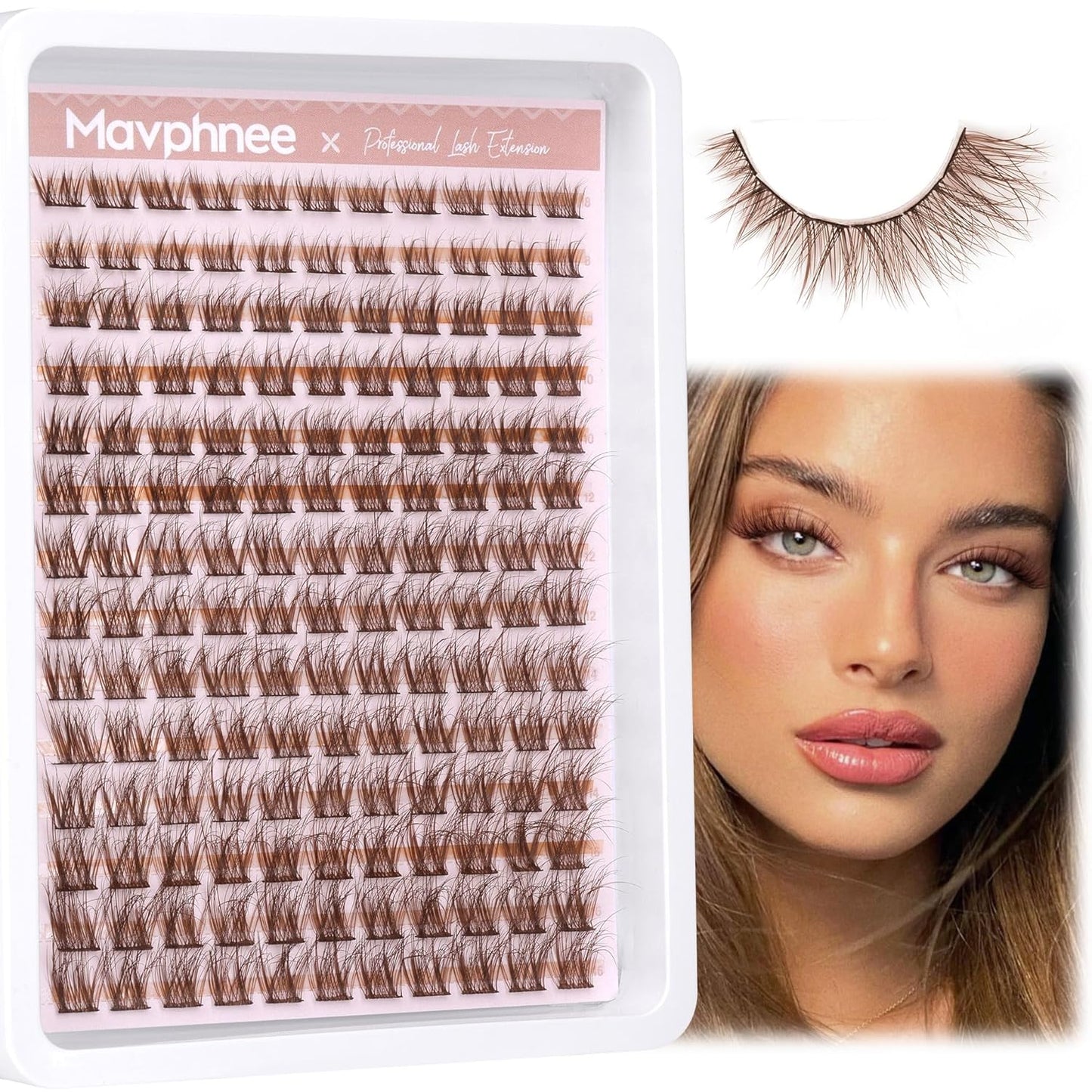 MAVPHNEE - Box de Pestañas marrones efecto extensión natural