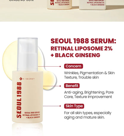 KSECRET - SEOUL 1988 Serum : Retinal Liposome 2% + Black Ginseng 30ml
